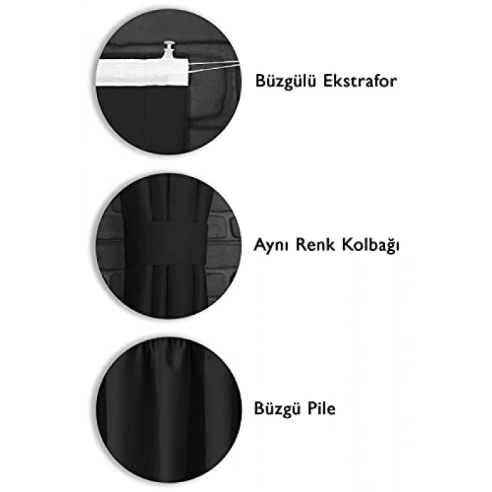 150x250 cm Işık Geçirmez Fon Perde, Siyah, Ekstraforlu