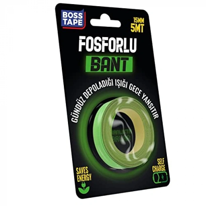 15mm x 5mt Fosforlu Bant, Yeşil Renk