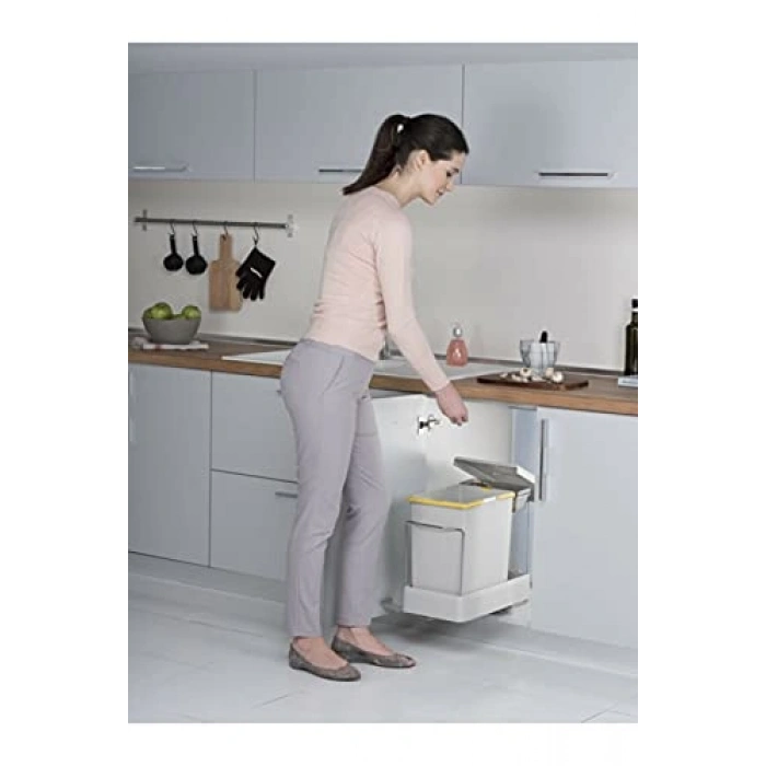 16+1 Lt Kapasiteli Raylı Çöp Kovası, Paslanmaz Krom Malzeme