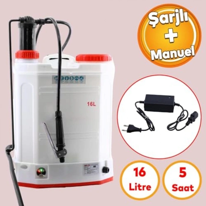 16 Lt Kapasiteli Şarjlı Elektrikli ve Manuel İlaçlama Pompası