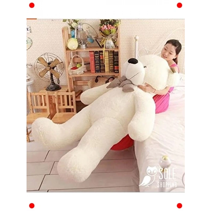 160 cm Papyonlu Beyaz Dev Peluş Ayı - Özel Hediye