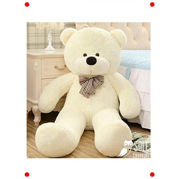 160 cm Papyonlu Beyaz Dev Peluş Ayı - Özel Hediye