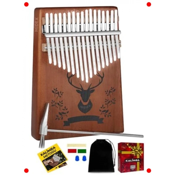 17 Tuşlu Maun Kalimba Seti - Türkçe Metodlu
