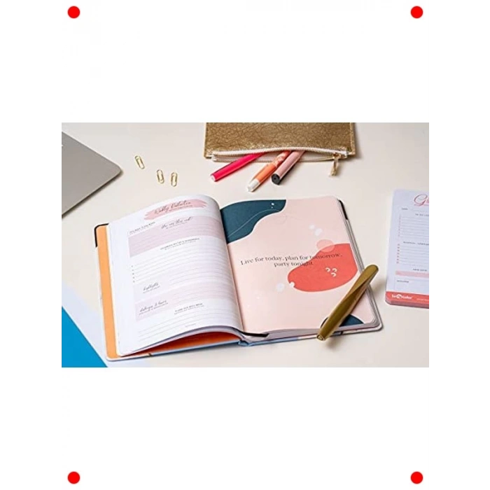 17x24 Metalik Süresiz Ajanda Planlayıcı Defter Mavi