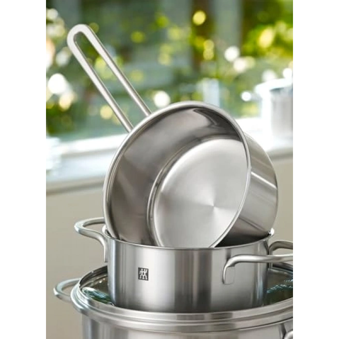 18/10 Paslanmaz Çelikten 5 Parça Gri Tencere Seti