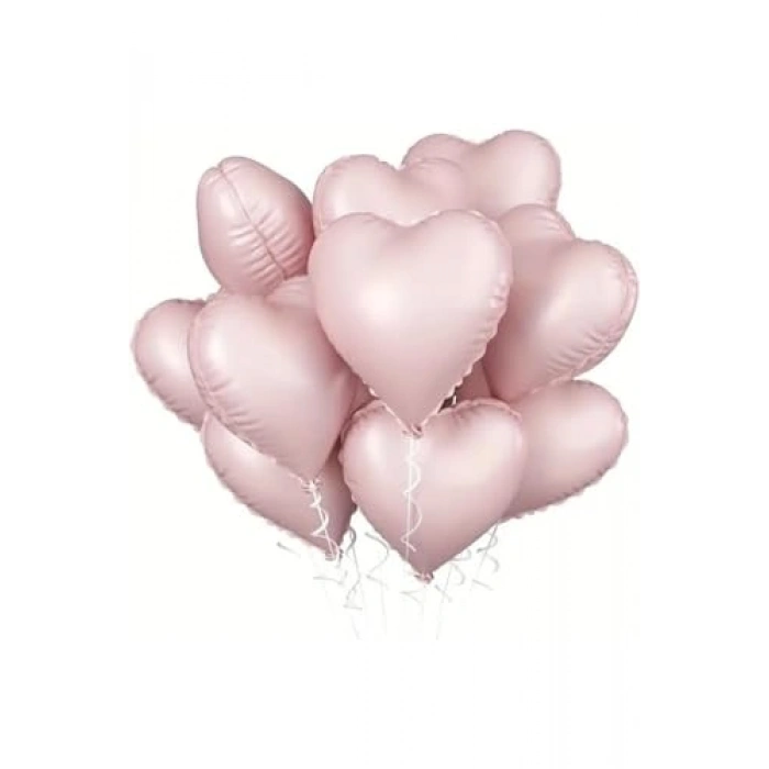 18 inç Pembe Retro Kalp Folyo Balon - 5 Adet