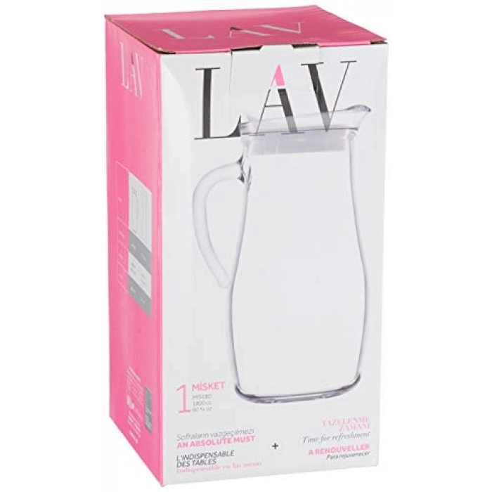 1.8 L Cam Sürahi, Tekli, Beyaz Renk