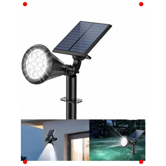 18 LED Solar Bahçe Spot Lambası - Beyaz, Su Geçirmez