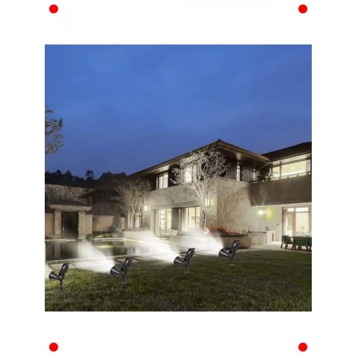 18 LED Solar Bahçe Spot Lambası - Beyaz, Su Geçirmez