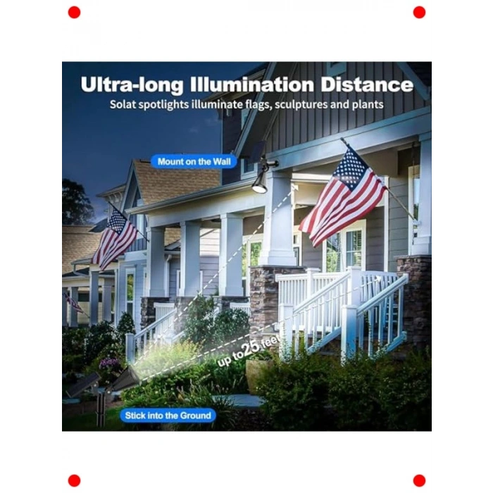 18 LED Solar Bahçe Spot Lambası - Beyaz, Su Geçirmez