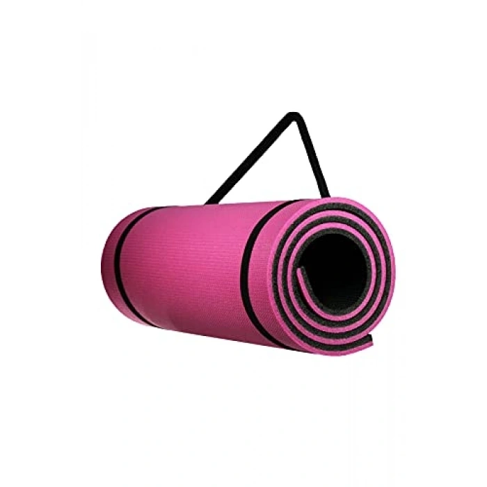 180 cm Uzunlukta 10 mm Pembe ve Siyah Pilates Kamp Matı
