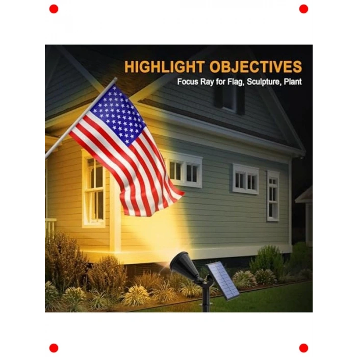 18W Güneş Enerjili LED Bahçe Spotu, Su Geçirmez