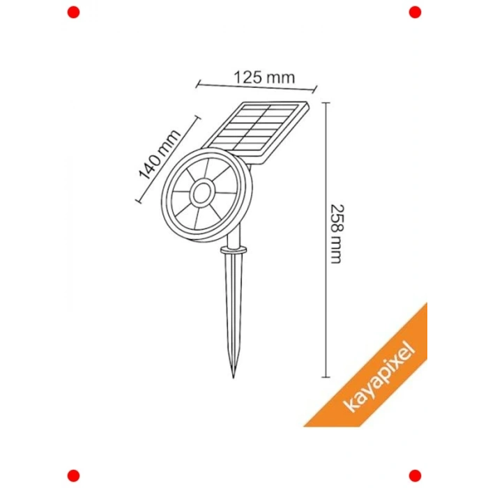 18W Solar Bahçe Lambası - 9 LED Yeşil, IP65