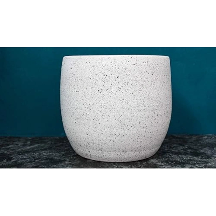 19 cm Beyaz Granit Toprak Saksı, Salon Çiçeklik