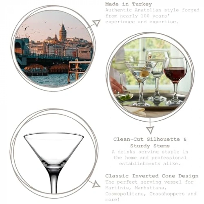 190 cc Kapasiteli Kokteyl Kadehi, 6lı Hediyelik Kutu