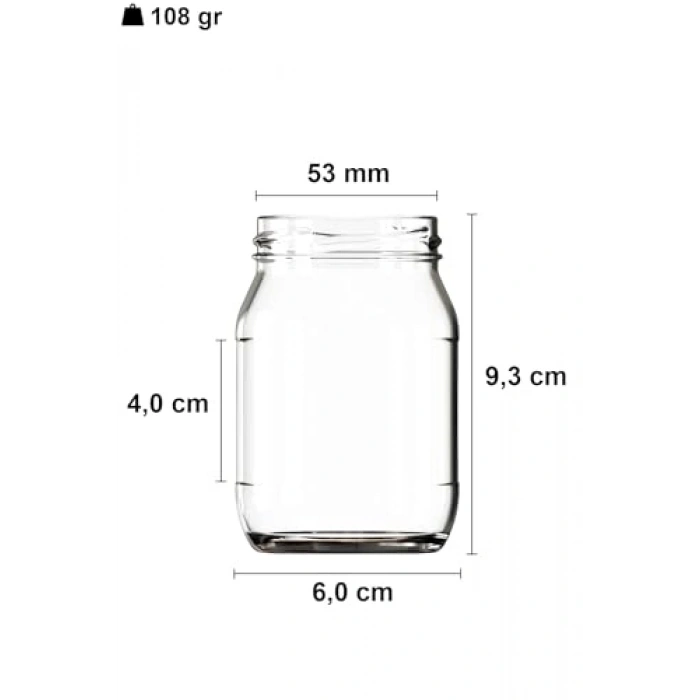 190 ml Şeffaf Cam Kavanoz, 6 Adet Metal Kapaklı