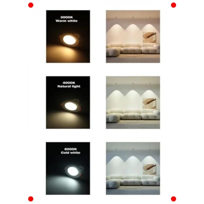 2 Adet 6W Slim LED Panel 4000K Gün Işığı Gömme Spot Lamba