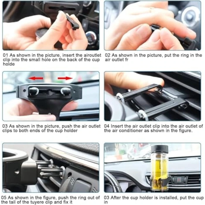 2 Adet Ayarlanabilir Bardak Tutucu, Araç Hava Menfezi Klipsli