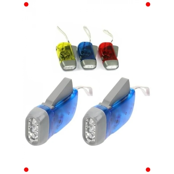 2 Adet Dinamolu Krank Acil Durum El Feneri - Pilsiz