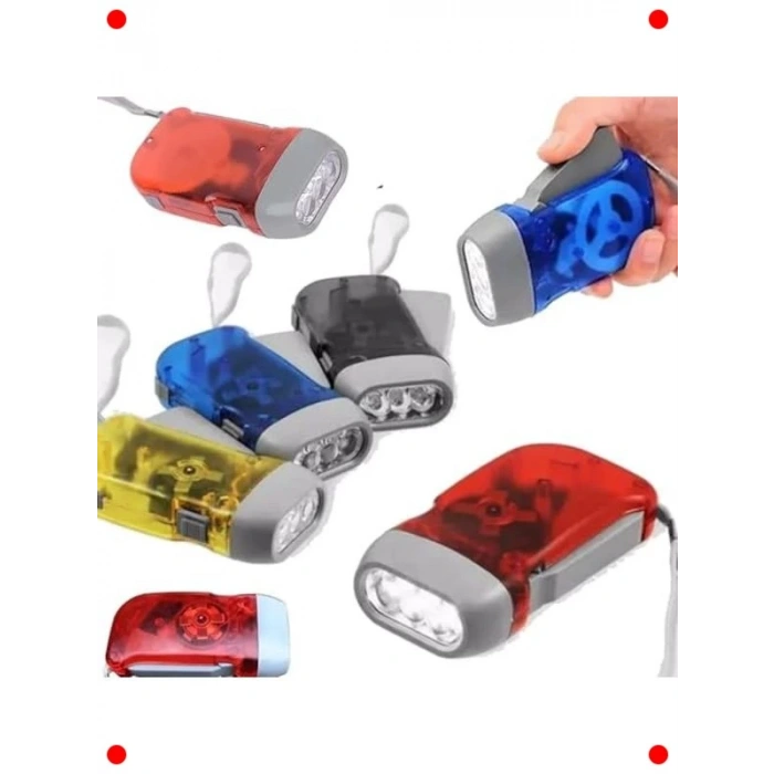 2 Adet Dinamolu Krank Acil Durum El Feneri - Pilsiz