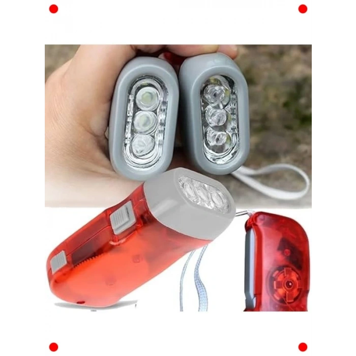 2 Adet Dinamolu Krank Acil Durum El Feneri - Pilsiz