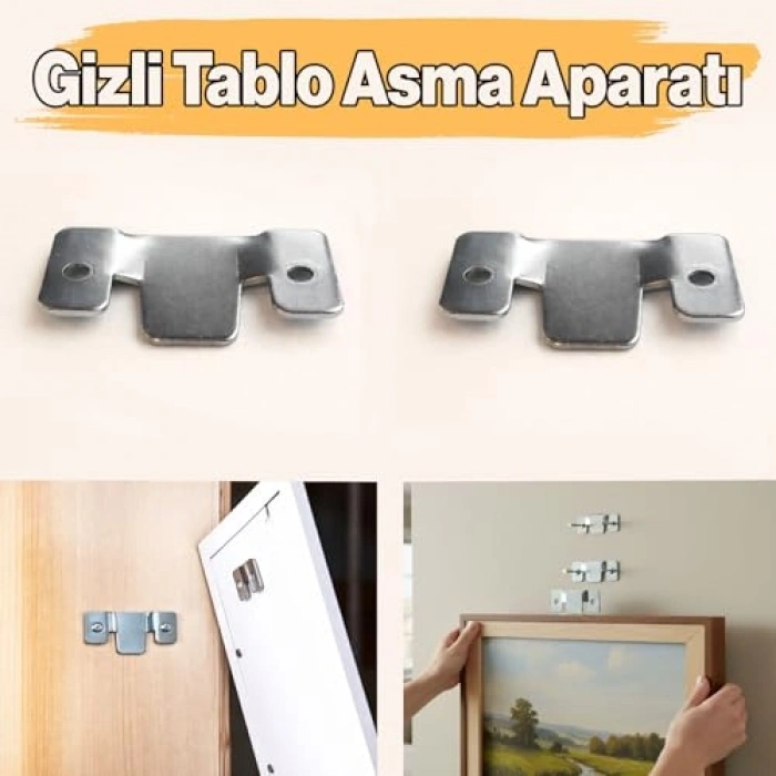 2 ADET Metal Güçlü Taşıma Kapasiteli Duvar Tipi Çerçeve Askı Aparatı