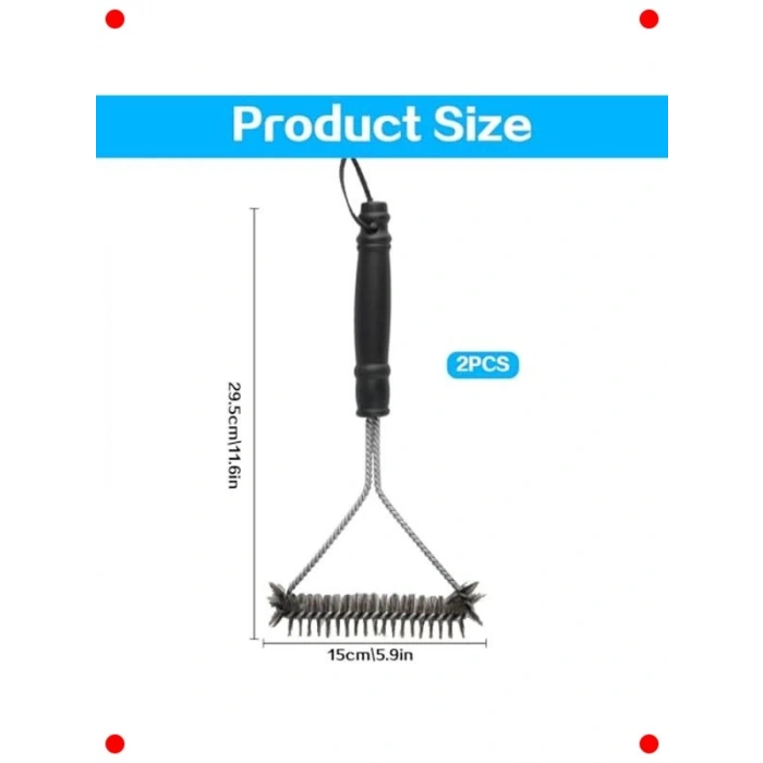 2 Adet Paslanmaz Çelik Izgara Fırçası, 30 cm