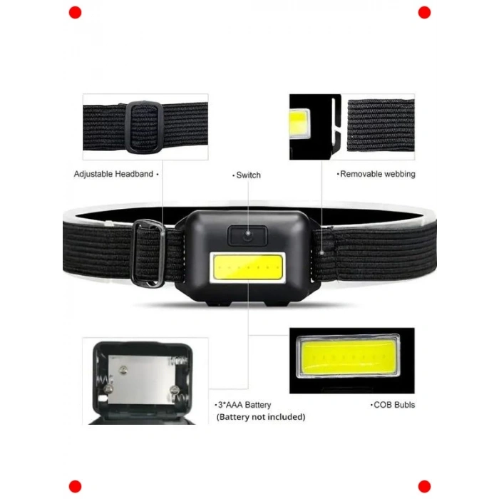 2 Adet Pilli Kafa Lambası Feneri (COB LED)