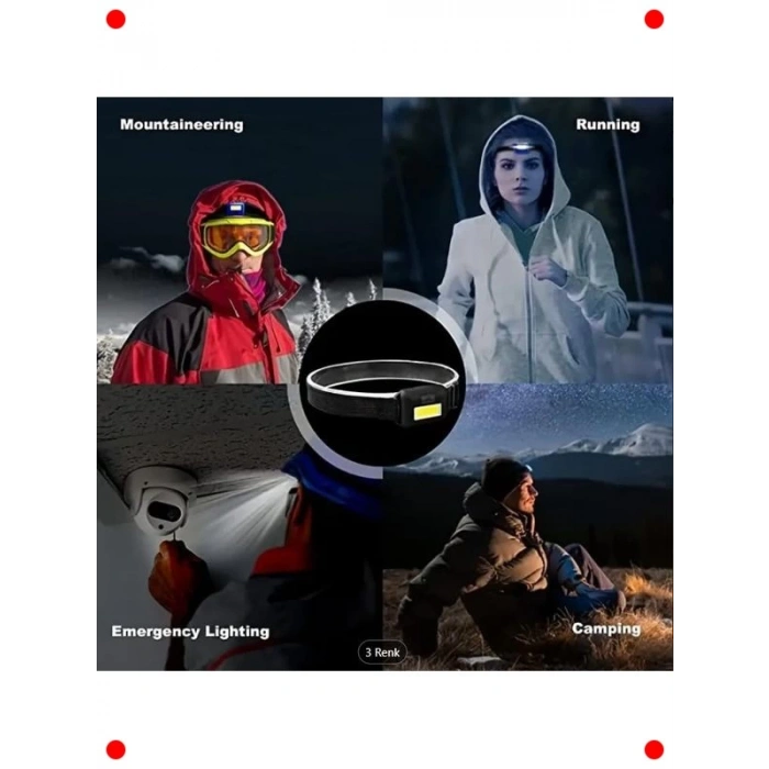 2 Adet Pilli Kafa Lambası Feneri (COB LED)