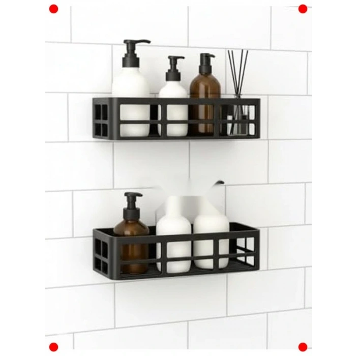 2 Adet Yapışkanlı Banyo ve Mutfak  Rafı, Deliksiz