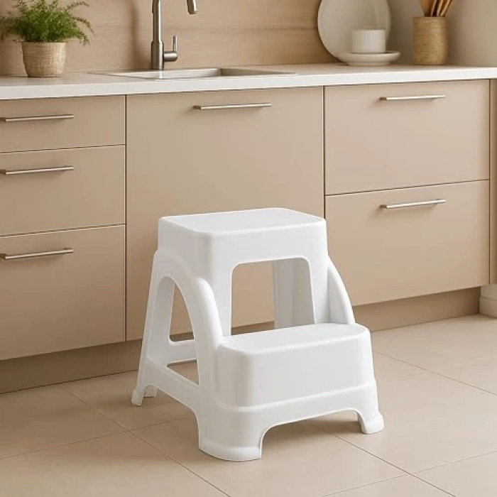 2 Basamaklı Boy Merdiven, Kaymaz Taban, Hafif ve Dayanıklı