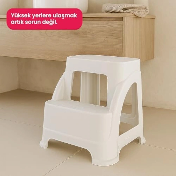 2 Basamaklı Boy Merdiven, Kaymaz Taban, Hafif ve Dayanıklı
