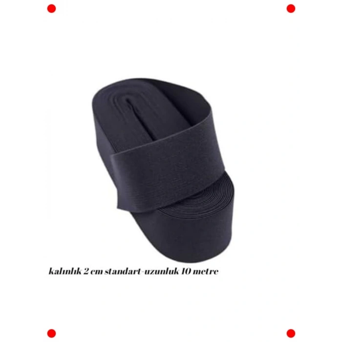 2 cm Siyah Esnek Lastik Şerit - 10 Metre El Sanatları