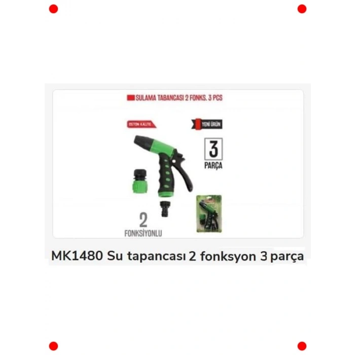 2 Fonksiyonlu Bahçe Sulama Tabancası Seti - 3 Parça