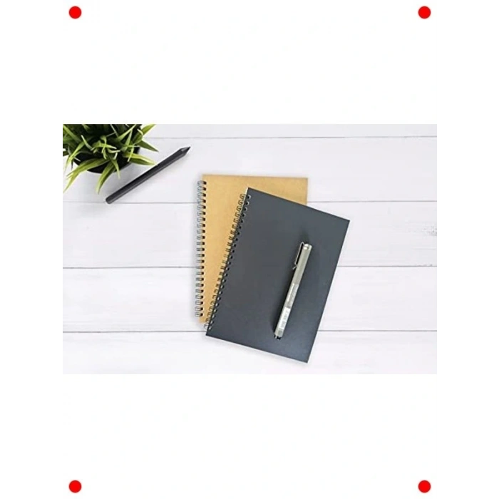 2li A5 Çizgisiz Not Defteri - Siyah & Kraft Kapak