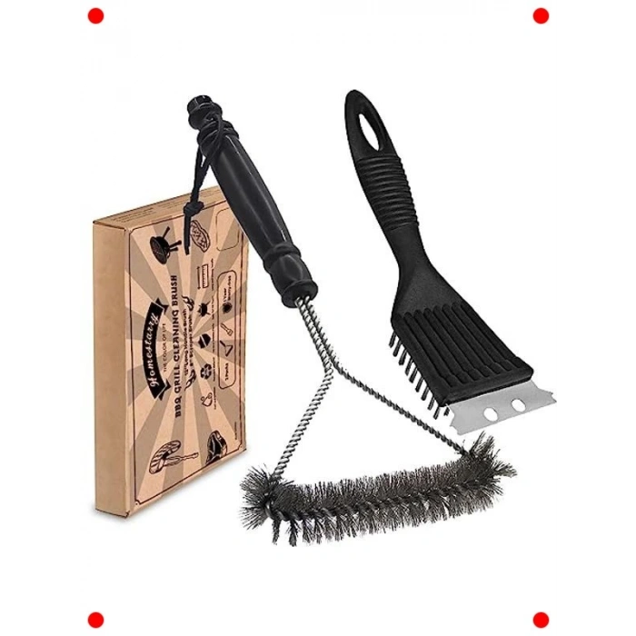 2li Barbekü Izgara Temizleyici Fırça & Kazıyıcı Seti