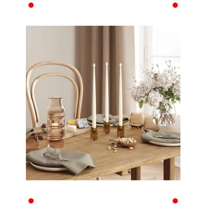 2li Krem Rengi Alevsiz LED Yemek Mumu Seti (38 cm)