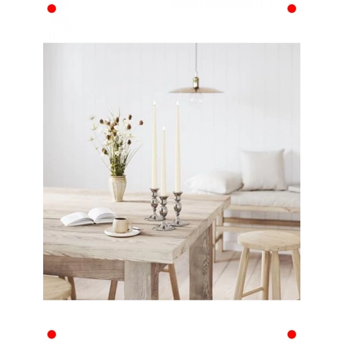 2li Krem Rengi Alevsiz LED Yemek Mumu Seti (38 cm)