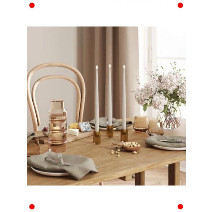 2li Kum Rengi Alevsiz LED Yemek Mumu Seti (38 cm)