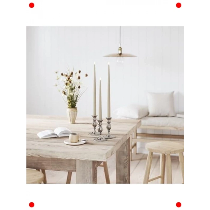 2li Kum Rengi Alevsiz LED Yemek Mumu Seti (38 cm)