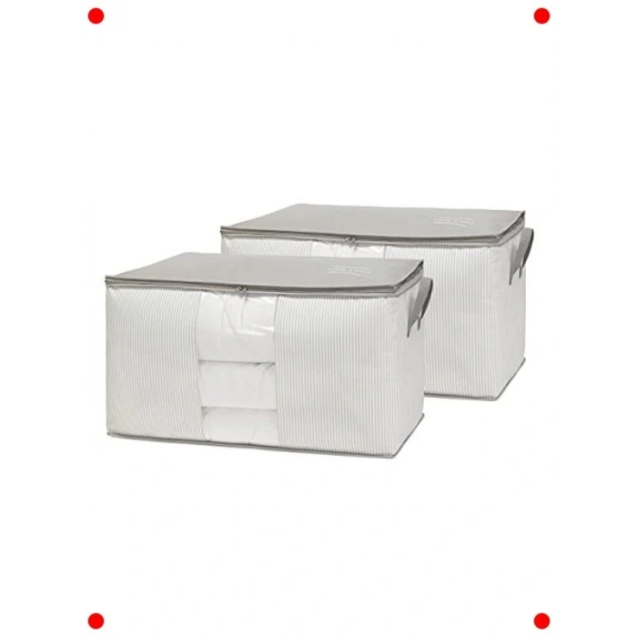 2li Mega Boy Pencereli Gri Çizgili Saklama Hurcu Seti