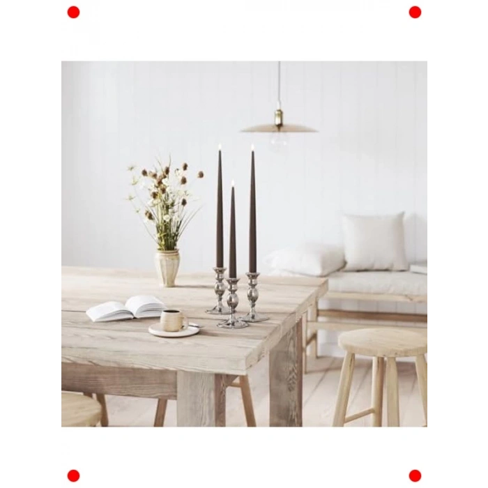 2li Moka Rengi Alevsiz LED Yemek Mumu Seti (28 cm)