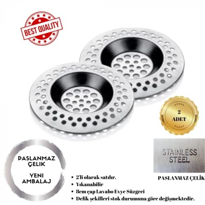 2li Paslanmaz Çelik Lavabo Süzgeci, Mutfak/Banyo İçin