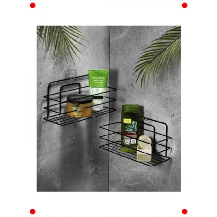 2li Paslanmaz Yapışkanlı  Rafı - Siyah
