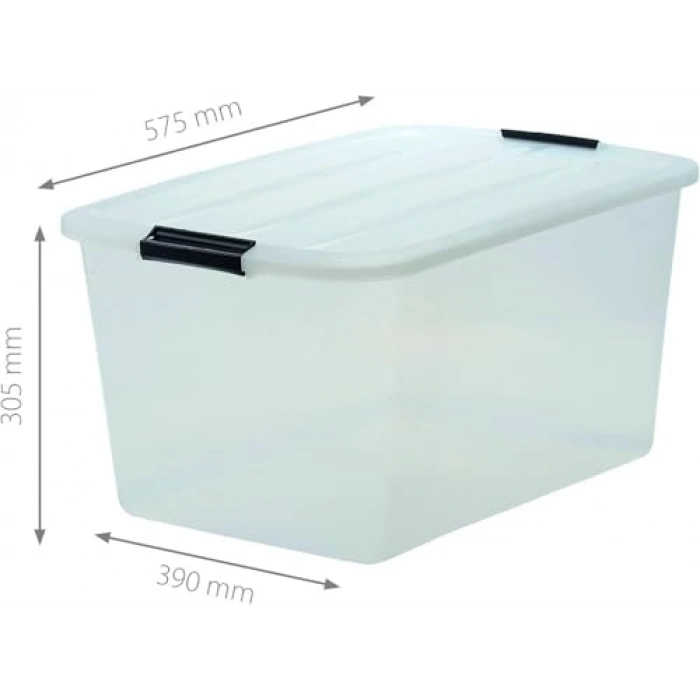 2li Set Kapaklı Plastik Saklama Kutuları, 45L Şeffaf Tasarım