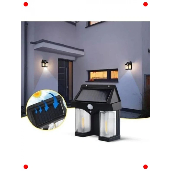 2li Solar Enerjili Hareket Sensörlü Duvar Apliği