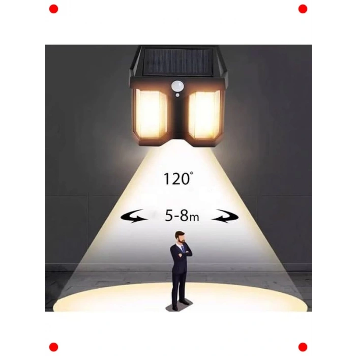 2li Solar Hareket Sensörlü LED Duvar Lambası