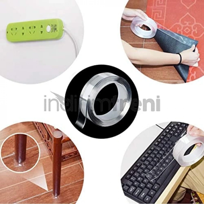 2 Metre Çift Taraflı Nano Yapıştırıcı Bant, Güçlü Silikon