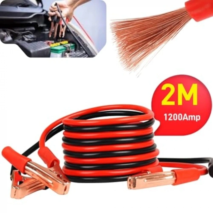 2 Metre Kalın Bakır Telli Akü Takviye Kablosu, 400 Amper