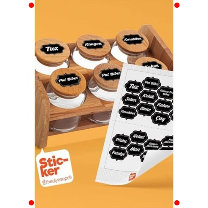 20 Adet Baharat & Bakliyat Kavanoz Etiketi